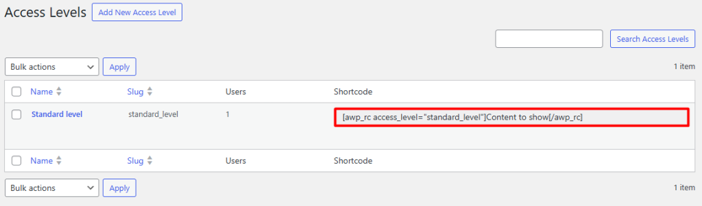 Create Access Levels - AutomatorWP